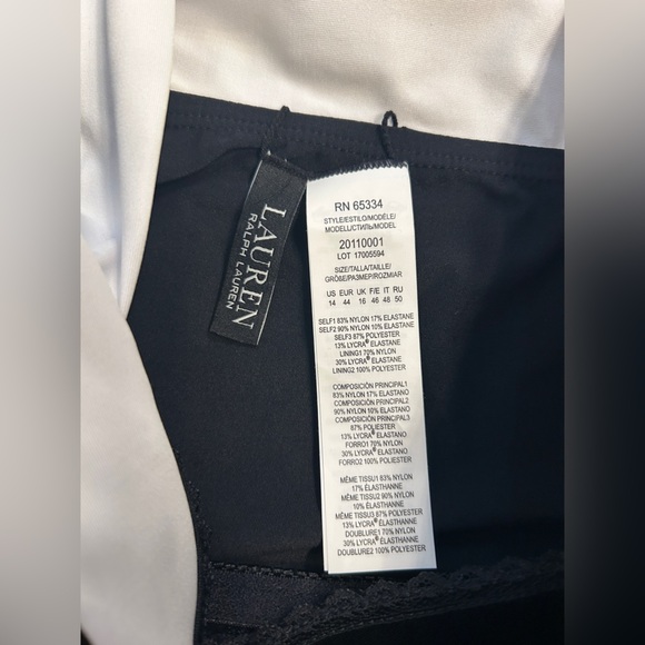 $130 NWT RALPH LAUREN 14 BLACK TIE ONE PIECE SLIMMING BEL AIR SWIMSUIT - Picture 6 of 11